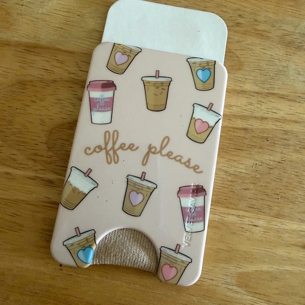 Coffee Please Slim Card Wallet Phone Accessory - Pink
